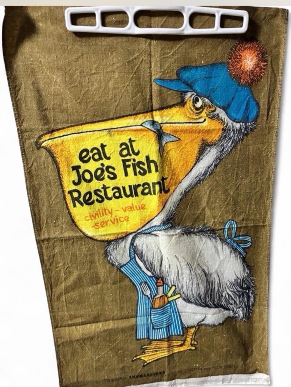 VTG Joe’s Fish Restaurant AD Eat At Joe’s Irish Cotton / Linen Tea Towel 18x 29